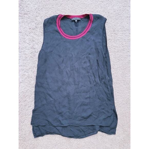 Rag & Bone Ringer Sleeveless Top Black Contrast Collar XS Quiet Luxury Fall Chic - Picture 2 of 7